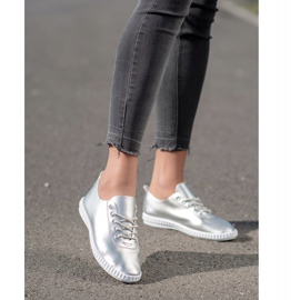 SHELOVET Baskets argentées avec cuir écologique 1 SHELOVET Baskets argentées avec cuir écologique 1