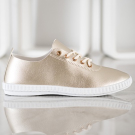 SHELOVET Baskets dorées avec cuir écologique 2
