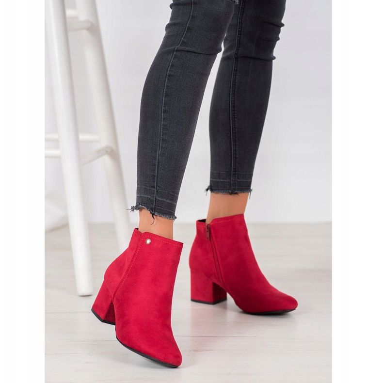 Goodin Bottines en daim rouges 1