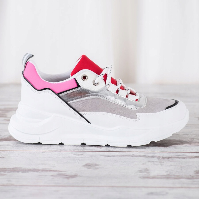 SHELOVET Baskets à lacets élégantes blanc multicolore 2