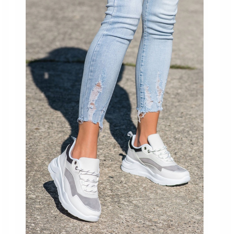 SHELOVET Baskets à lacets élégantes blanc 2