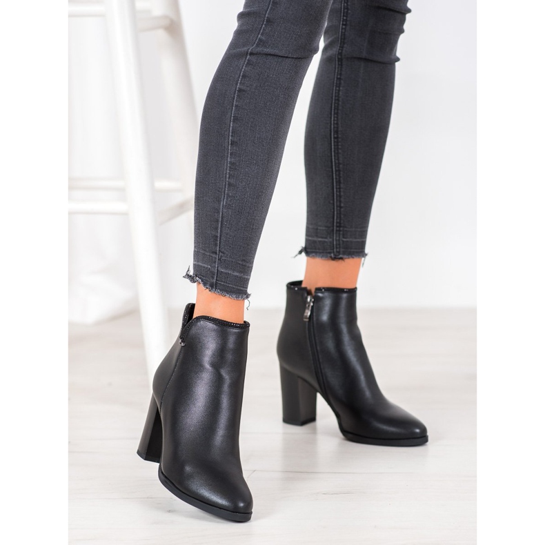 Goodin Bottes élégantes avec des cristaux le noir 1