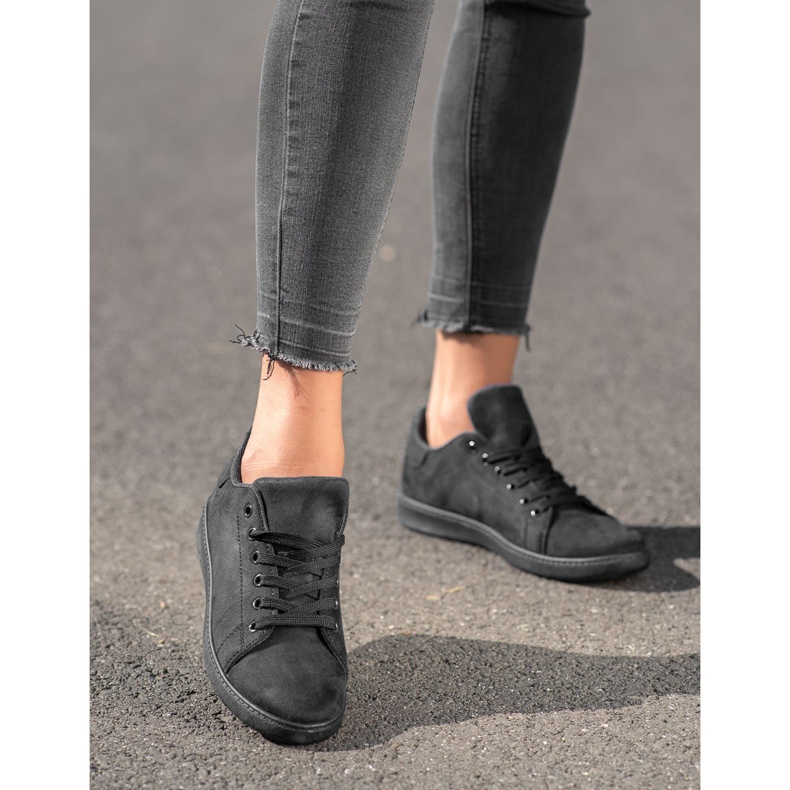 SHELOVET Baskets en daim noires 2