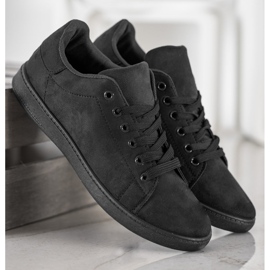 SHELOVET Baskets en daim noires le noir 4