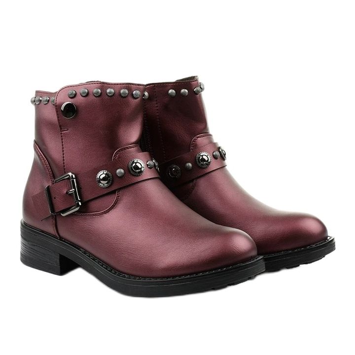 Bottines bordeaux pour femme avec lettres d'Eira rouge 2 Bottines bordeaux pour femme avec lettres d'Eira rouge 2