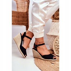 Sandales pour femmes sur un coin tressé Big Star noir DD274A209 2