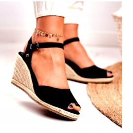 Sandales pour femmes sur un coin tressé Big Star noir DD274A209 1