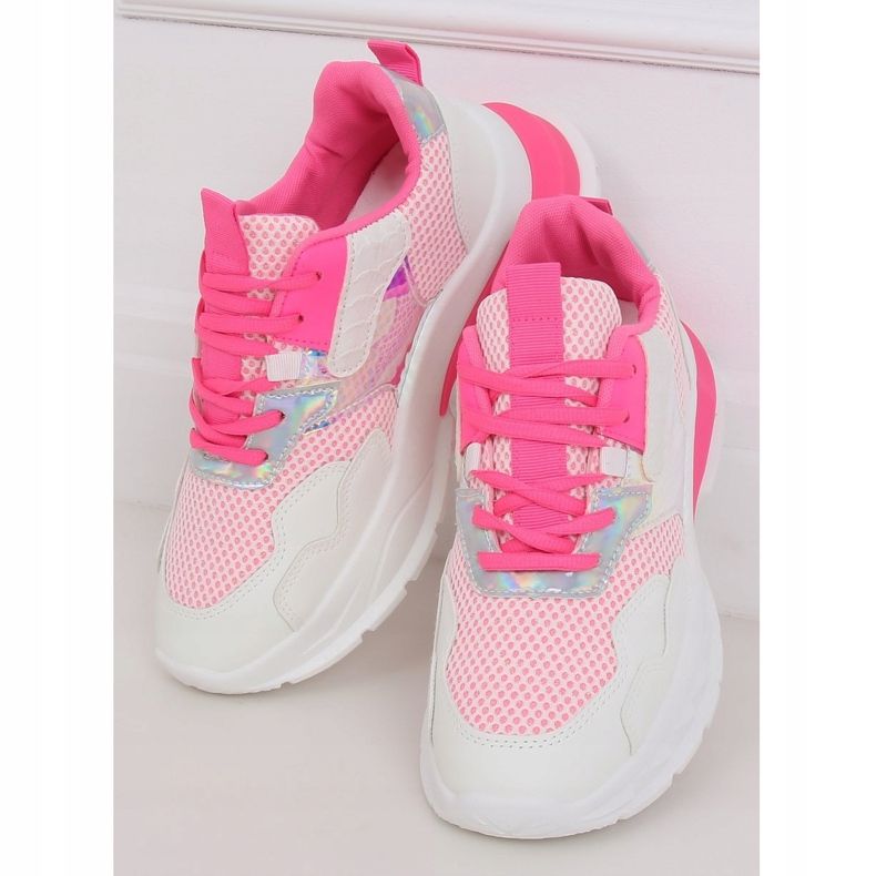 Chaussures de sport blanches et roses BH003 Rose 1