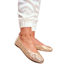 Lu Boo Ballerines Femme Or Ajouré Tressé Carry d'or 2 Lu Boo Ballerines Femme Or Ajouré Tressé Carry d'or 2