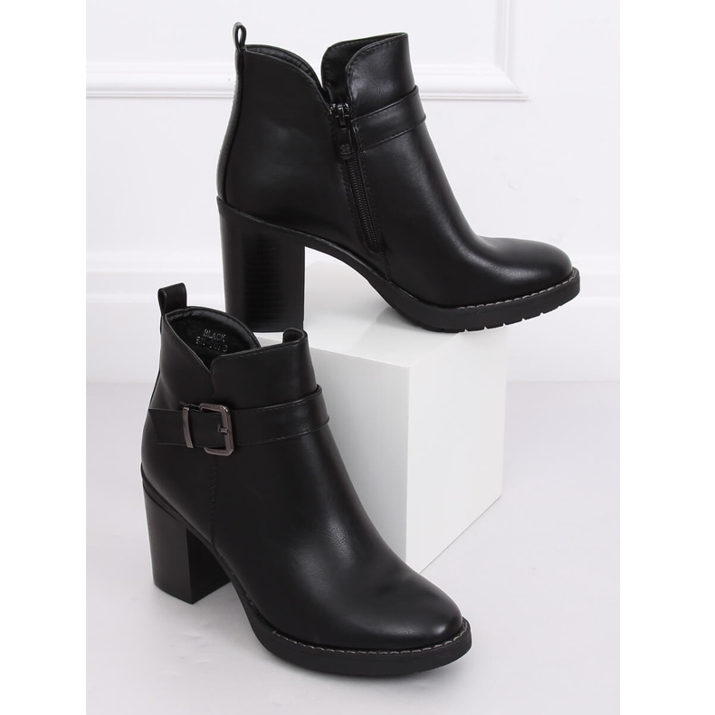 Bottines à talons larges noires BM-9078 Noir 2