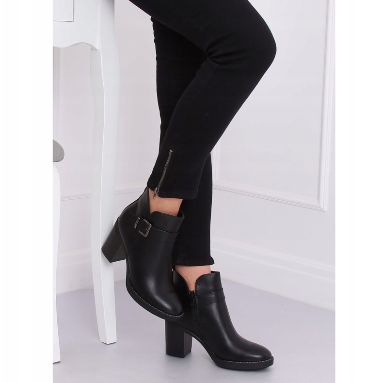 Bottines à talons larges noires BM-9078 Noir le noir 1