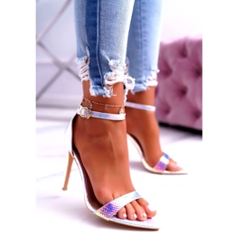 Sandales À Talons Hauts Pour Femmes Lu Boo Opalescent Debbi blanche rose argent 1 Sandales À Talons Hauts Pour Femmes Lu Boo Opalescent Debbi blanche rose argent 1