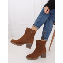 Bottines Talons Larges Marron QQ-02 Camel brun 4