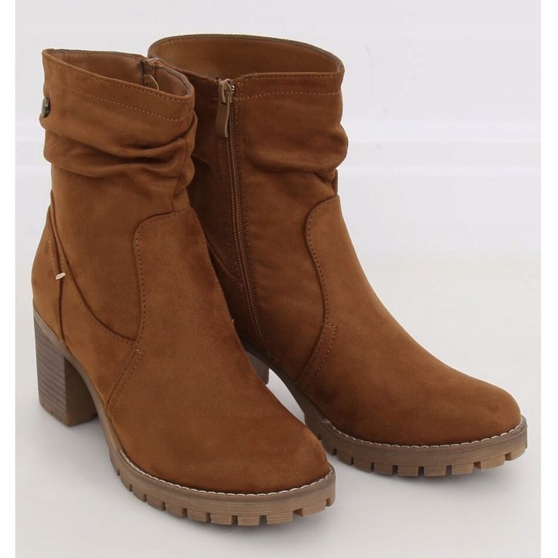 Bottines Talons Larges Marron QQ-02 Camel brun 1
