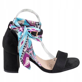 Evento Sandales en daim avec ruban coloré le noir multicolore 5