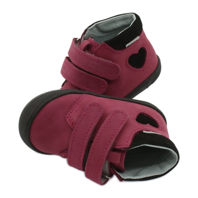 Chaussures Velcro coeur Mazurek 1341 bordeaux / noir rouge 4