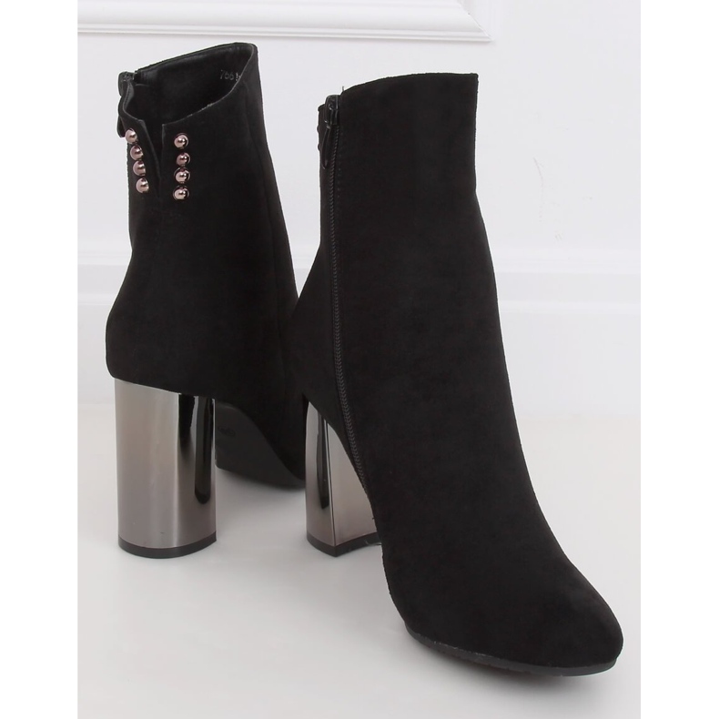 Bottines noires métallisées à talon 7661-GA Noir 1
