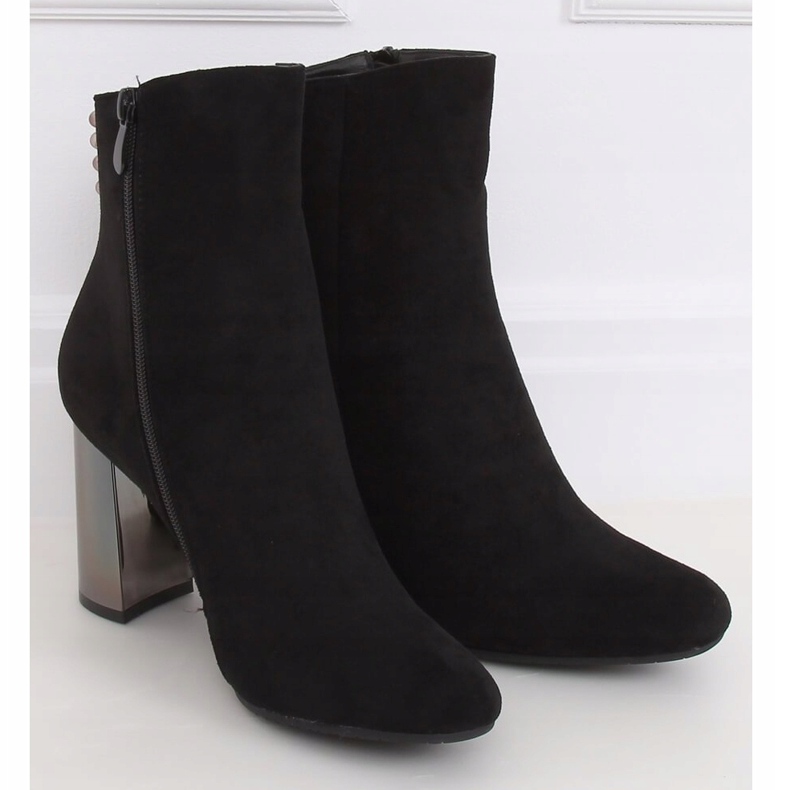 Bottines noires métallisées à talon 7661-GA Noir le noir 2