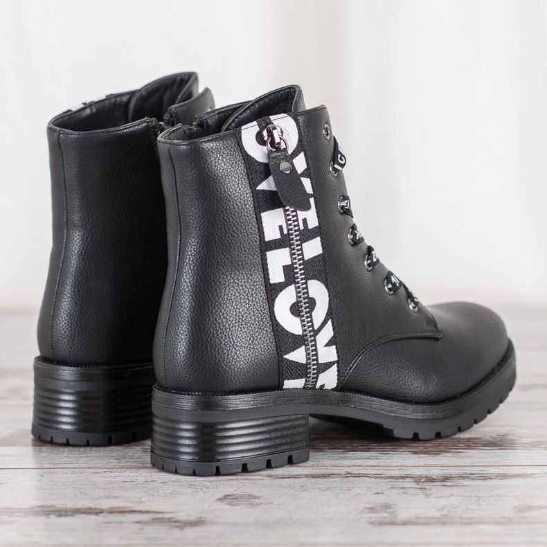 Bottes en cuir écologique VINCEZA noir 1