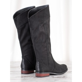 Goodin Bottes en daim au-dessus du genou le noir 3