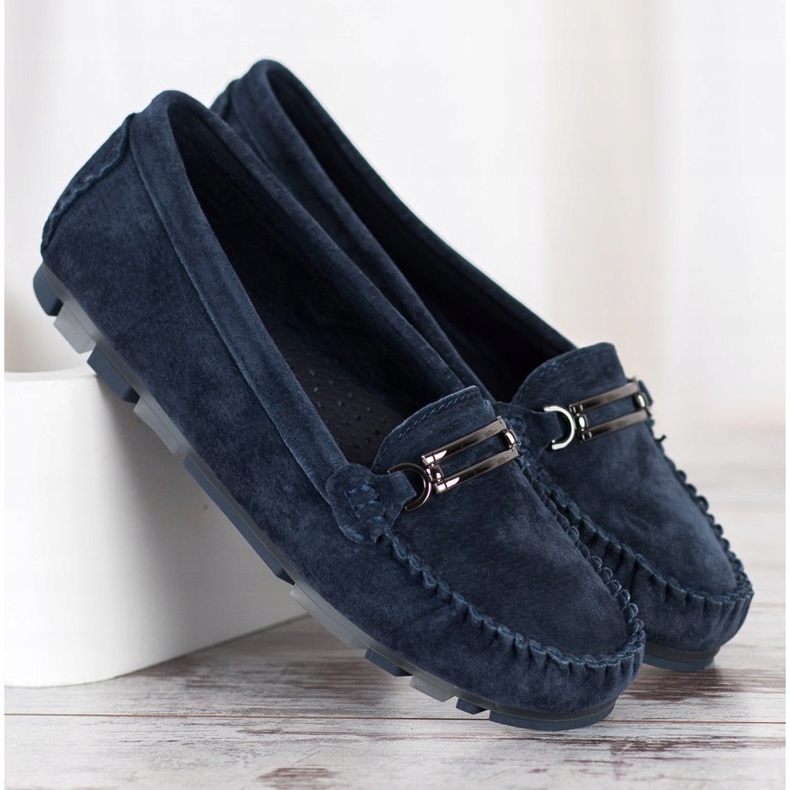 Filippo Mocassins en cuir bleu marine bleu 1