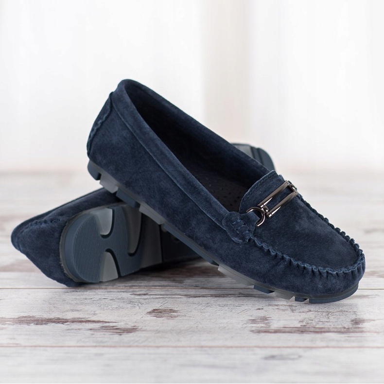 Filippo Mocassins en cuir bleu marine bleu 2