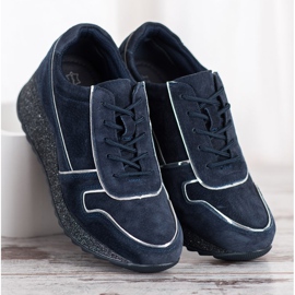 Filippo Baskets en cuir à plateforme scintillante bleu 1
