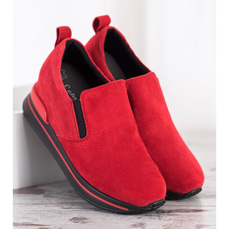 Filippo Chaussures à enfiler en cuir rouge 1