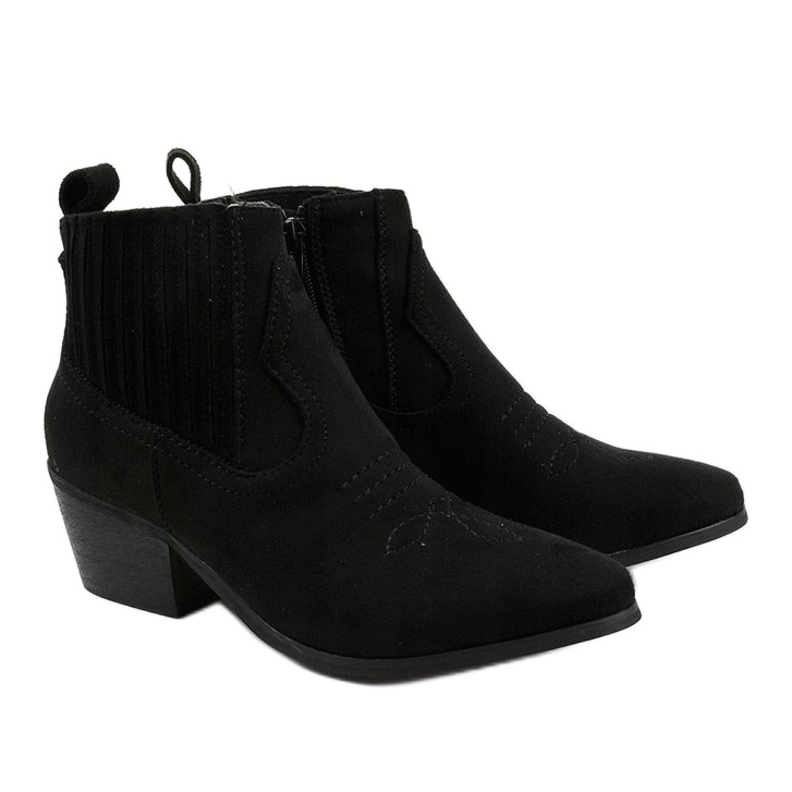 Bottines noires avec broderie Thosiphae le noir 2