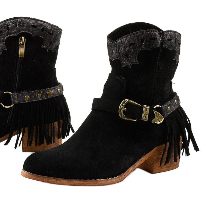 Bottines en daim noir avec une étoile Générationnelle le noir 1