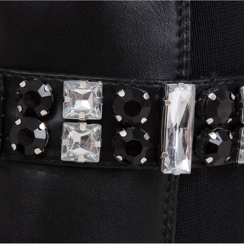 Boots ornées de pierres noires CH19176 Noir 1