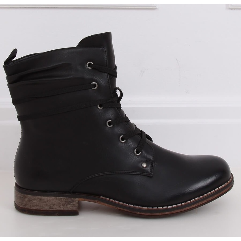 Bottes noires à lacets bottes noires PG08 Noir le noir 2