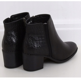 Bottines à talons larges noires HFN-0759 Noir le noir 1