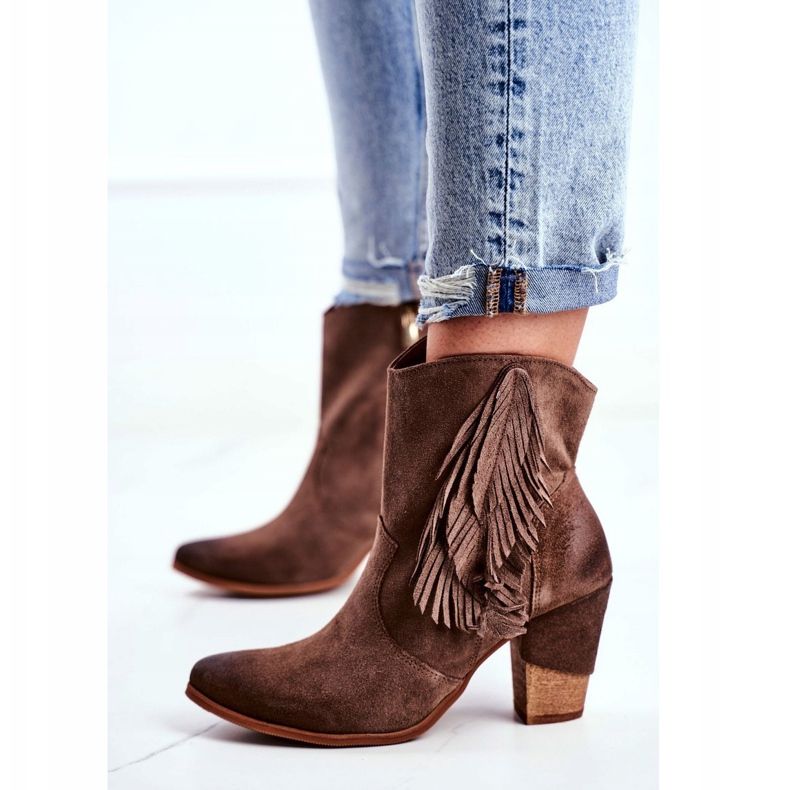 Exquisite Bottes Quintana en cuir cappuccino pour femmes sur un talon haut brun 1 Exquisite Bottes Quintana en cuir cappuccino pour femmes sur un talon haut brun 1