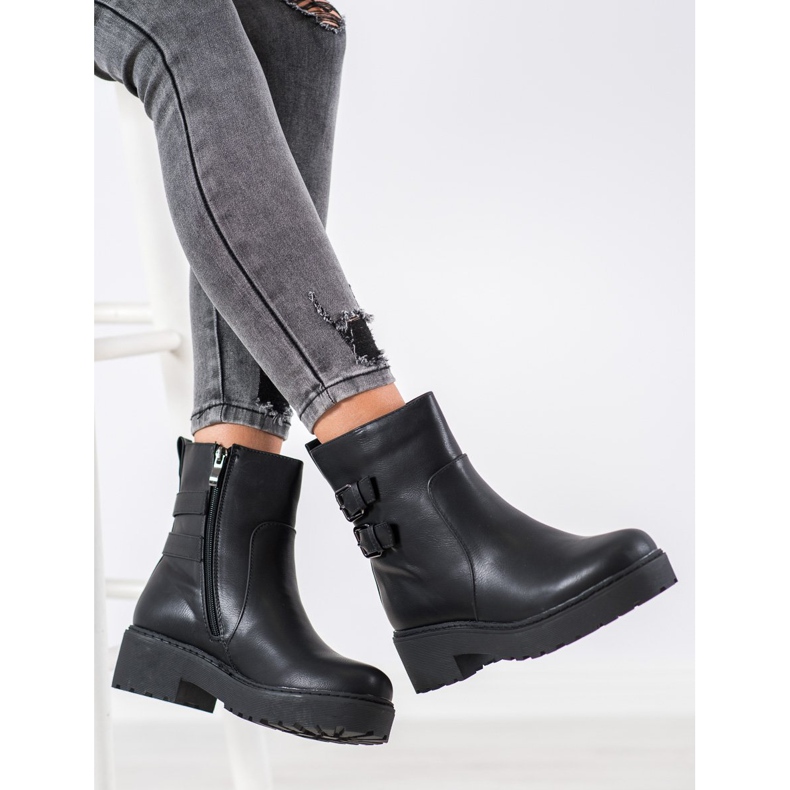 Weide Bottes sur la plate-forme le noir 1