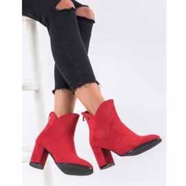 SHELOVET Bottines à talons en daim rouge 4
