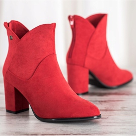 SHELOVET Bottines à talons en daim rouge 3