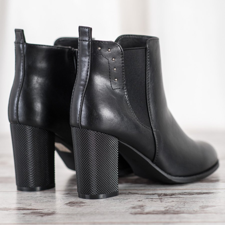SHELOVET Bottes à talon décoratif noir 1