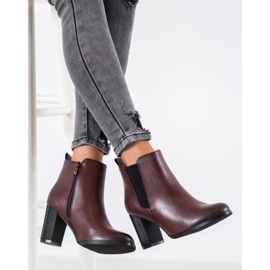 SHELOVET Bottes à talon décoratif brun 2