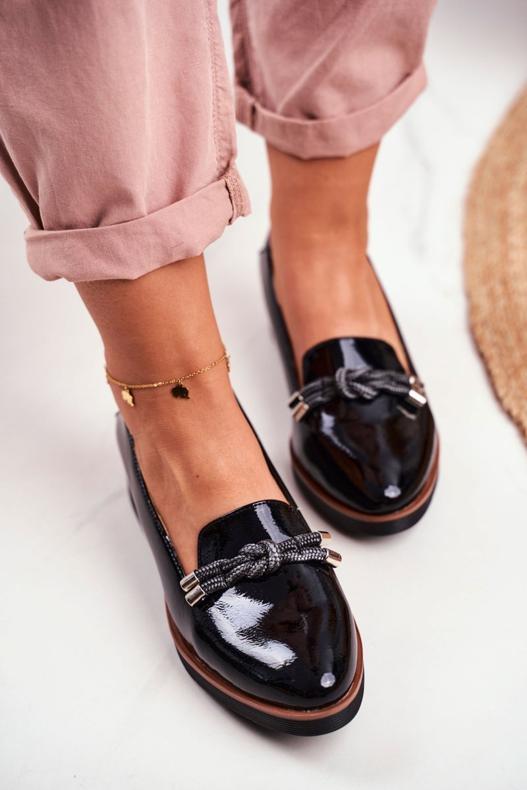 Vinceza Mocassins Femme Noir Laqués sur le Cale Abba gris 3