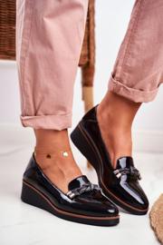 Vinceza Mocassins Femme Noir Laqués sur le Cale Abba gris 1