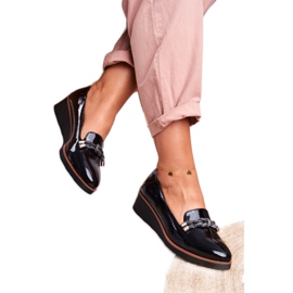 Vinceza Mocassins Femme Noir Laqués sur le Cale Abba gris 2