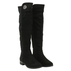 Bottes longues en daim Filippo DKZ1637 / 20 BK le noir argent 2