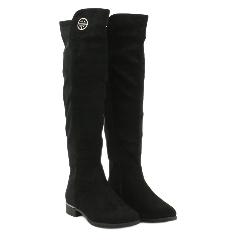 Bottes longues en daim Filippo DKZ1637 / 20 BK noir argent 2