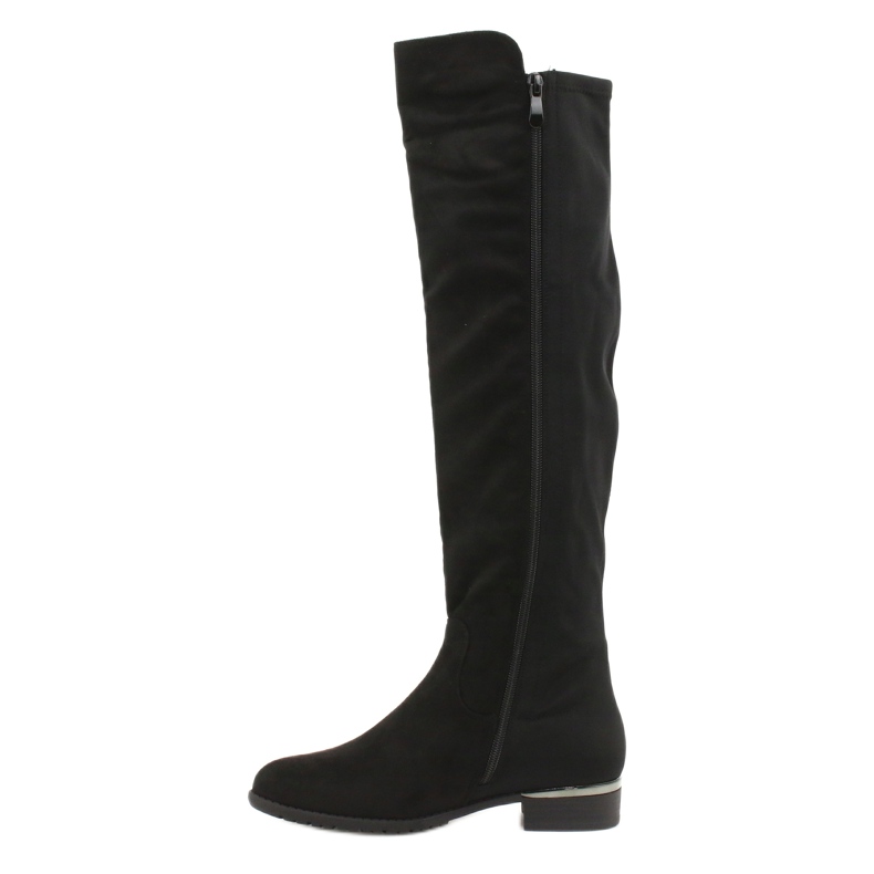 Bottes longues en daim Filippo DKZ1637 / 20 BK le noir argent 1