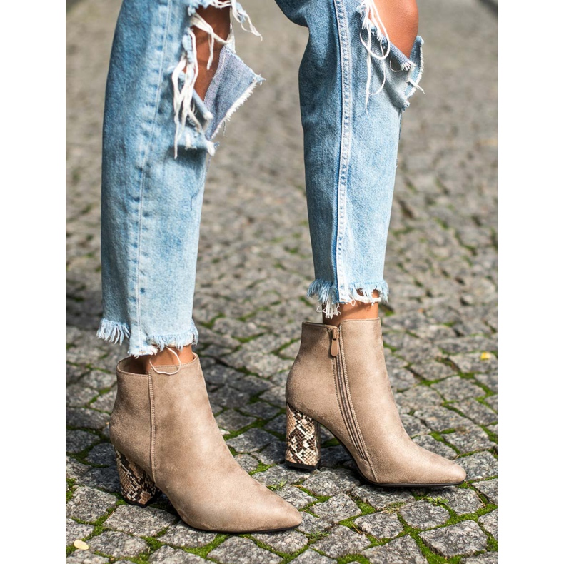 Bottines à motif serpent VINCEZA beige 1