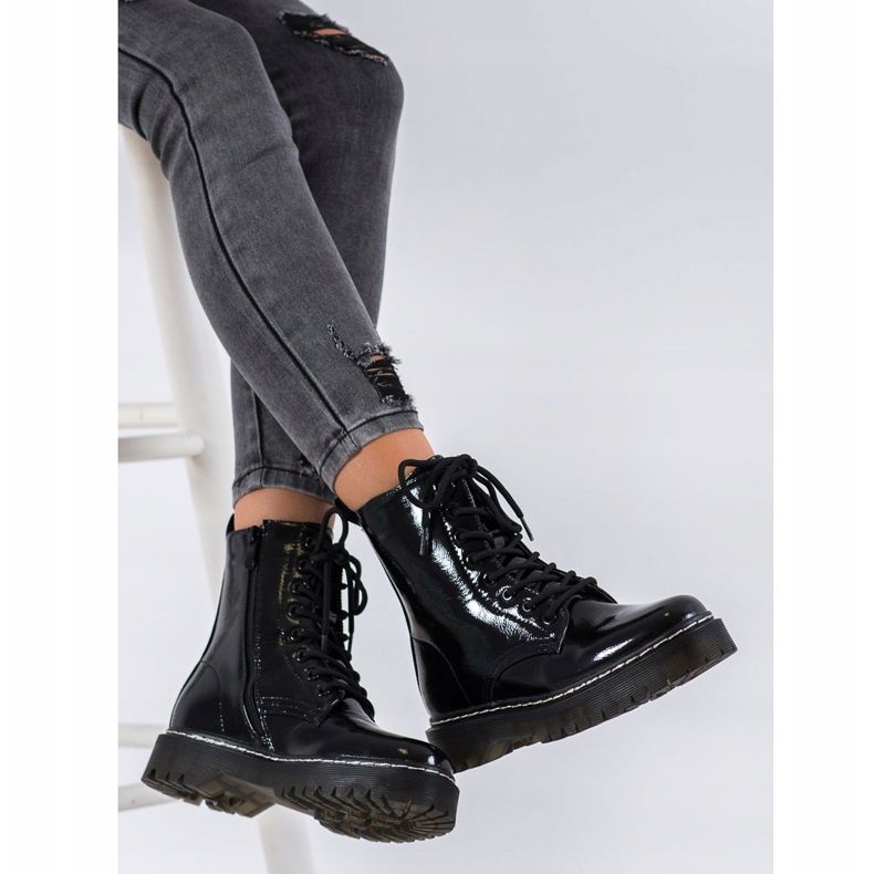 SHELOVET Bottes laquées noir 2