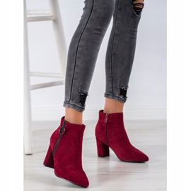 Small Swan Bottines en daim avec fermeture éclair rouge 4