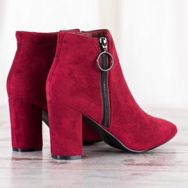 Small Swan Bottines en daim avec fermeture éclair rouge 2