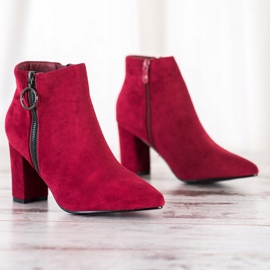 Small Swan Bottines en daim avec fermeture éclair rouge 3
